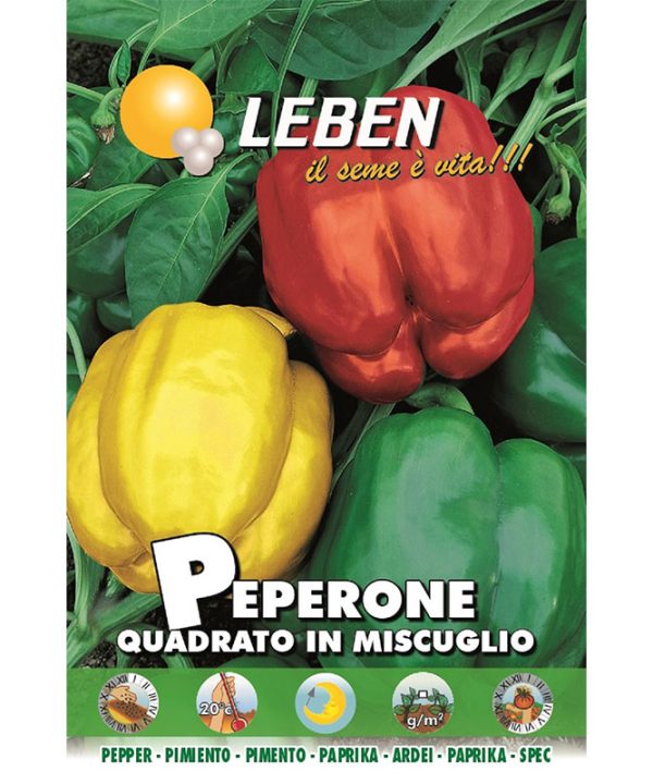 Leben Pepper (Peperone Quadrato in Miscuglio) Premium Quality Seeds Made in Italy